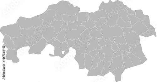North Brabant (Noord-Brabant), Netherlands – administrative vector map with municipality boundaries (Oblique stereographic projection, PPT-compatible & fully editable)