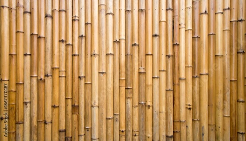 Elegant bamboo stalks arranged to form a textured wall, showcasing natural materials and subtle