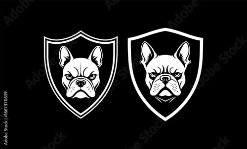 French Bulldog angry in shield