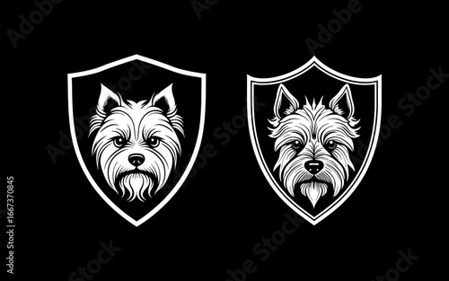 Yorkshire Terrier angry in shield