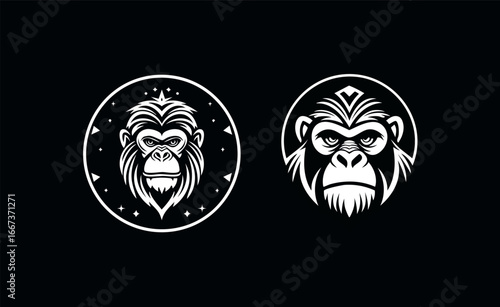 minimalist Orangutan aztec logo concept