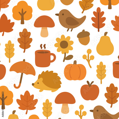 Autumn icon pattern background, cute seasonal design