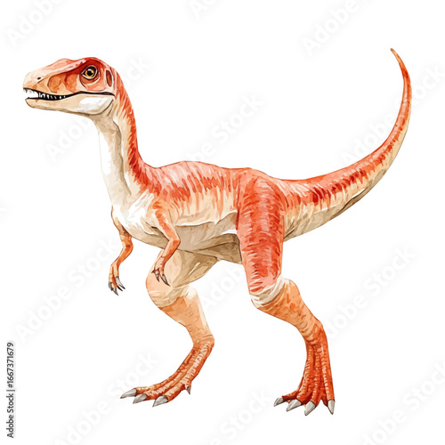 Coelophysis, watercolor vector, isolated on a white background.
