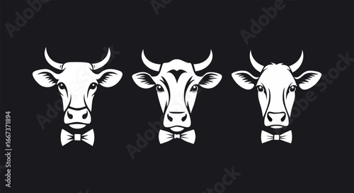 minimalist Cow with Bow Tie
