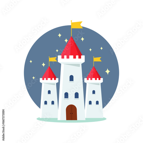 Castle towers against starry sky