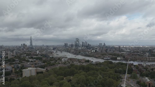 London skyline with river under grey sky