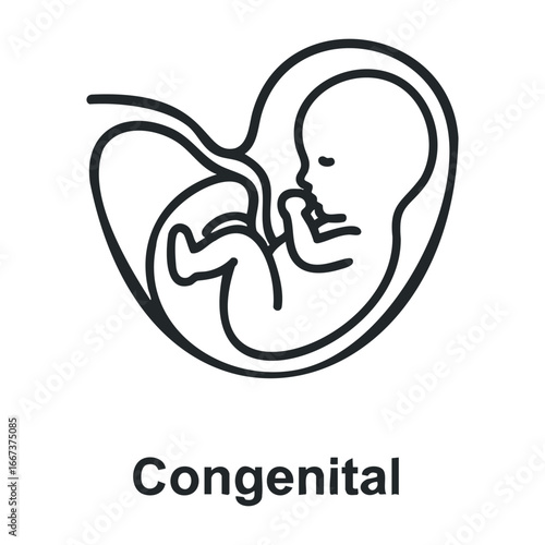 Understanding congenital conditions in human embryos insights into developmental biology and health. Vector outline illustration