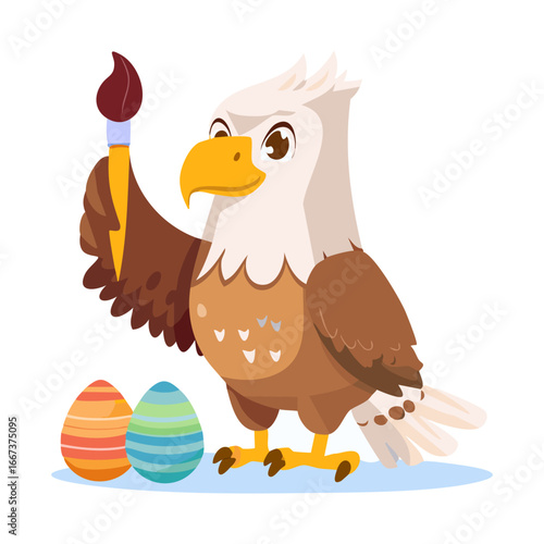 Cute Eagle painting eggs