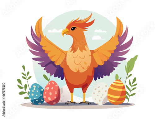 Cute Phoenix painting eggs