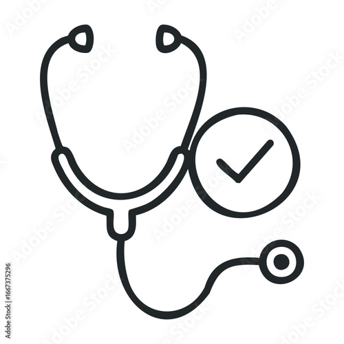Health check event stethoscope icon medical illustration digital environment modern concept. Vector outline illustration