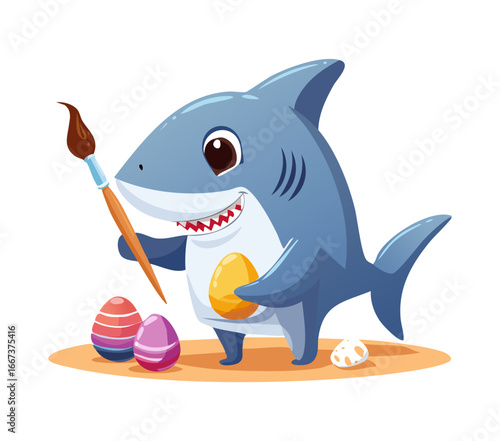 Cute Shark painting eggs