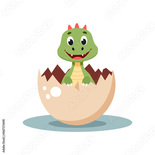 Little dino hatches from cracked egg