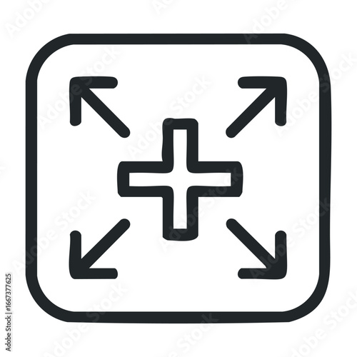 Expanding digital interfaces exploring user experience design online platforms modern technology virtual environment user-centered approach. Vector outline illustration