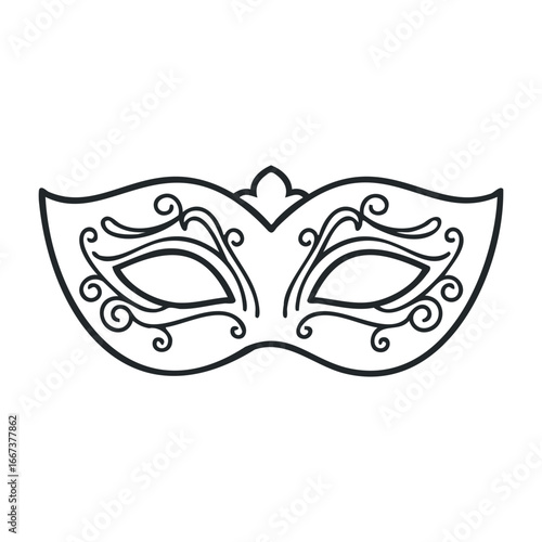 Elegant masquerade mask design creative art graphic illustration artistic environment eye-level view decorative concept. Vector outline illustration