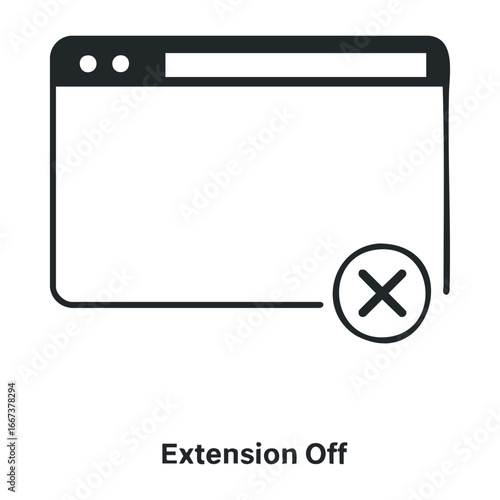 Browser extension disabled notification digital workspace alert message online environment user interface software concept. Vector outline illustration
