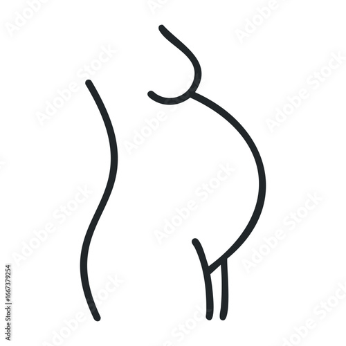 Expecting mother embraces maternity touching gesture minimalist illustration soft lines abstract art. Vector outline illustration