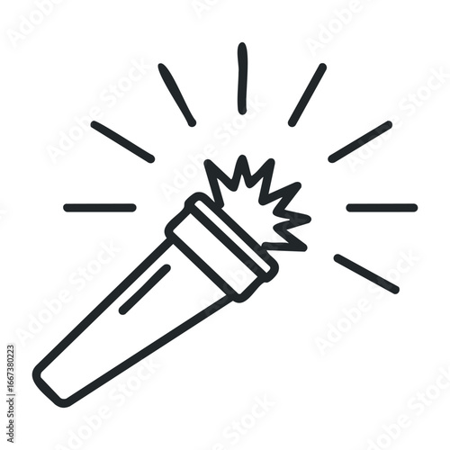 Emergency signal flashlight outdoor adventure iconic illustration minimalist design dynamic viewpoint safety concept. Vector outline illustration