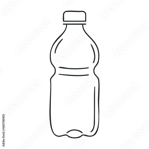 Recycling plastic bottles urban park educational graphic clean environment eye-level view sustainability awareness. Vector outline illustration