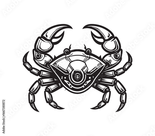 Black and white Cyborg Crab logo concept