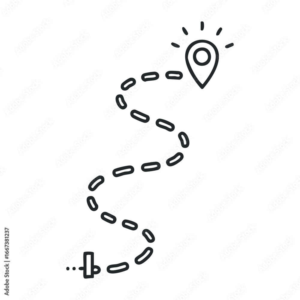 Fototapeta premium Navigating your journey route planning for travel enthusiasts in digital spaces. Vector outline illustration