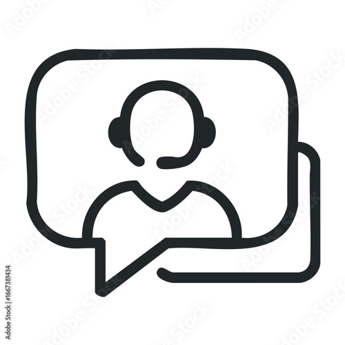 Live customer support action online service interaction virtual environment engaging viewpoint technology concept. Vector outline illustration