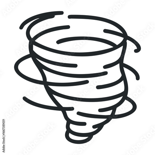 Tornado formation and impact analysis weather research center infographic scientific environment aerial view natural disaster insights. Vector outline illustration