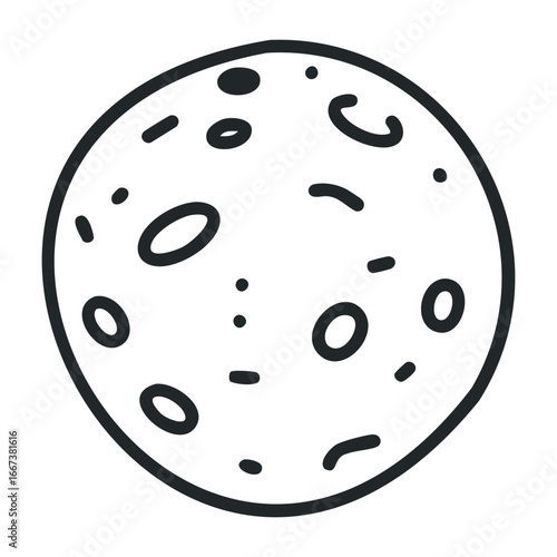 Exploring the moon's surface features a detailed graphic representation of lunar topography. Vector outline illustration