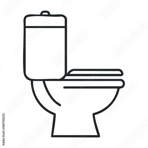 Maintenance action for toilet system home bathroom graphic illustration clean environment side view sanitation concept. Vector outline illustration