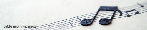 Close-up of a stark black musical note on white, black and white, sharpness, high resolution