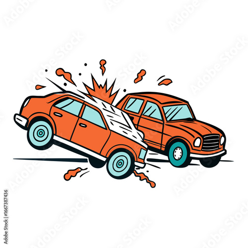 vector illustration of a two car crash