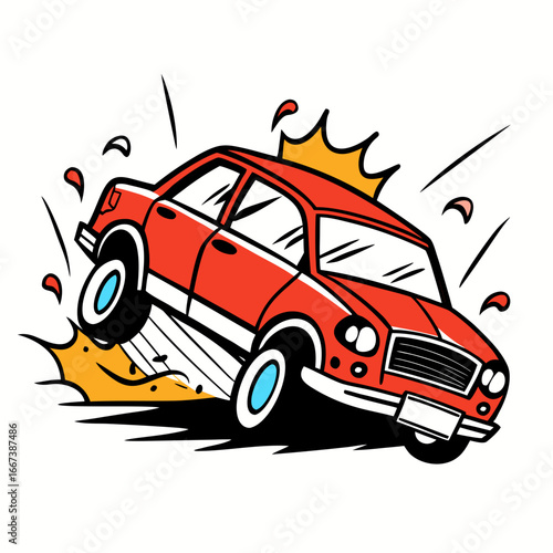 red car crash vector illustration