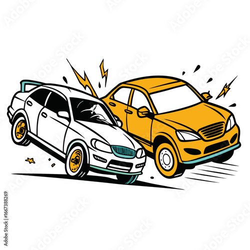 vector illustration of a car crash