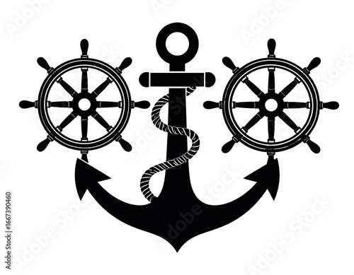 Nautical anchor with steering wheels
