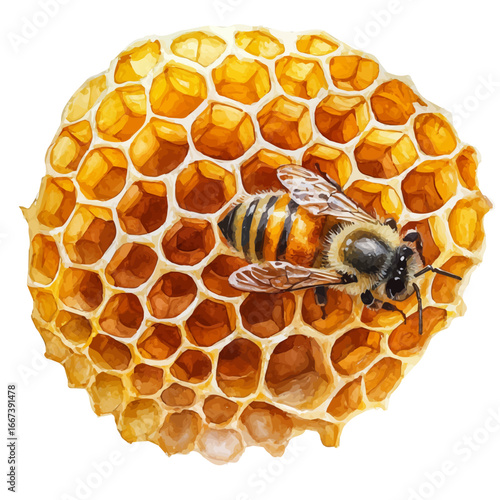 Beehive, watercolor vector, isolated on a white background.