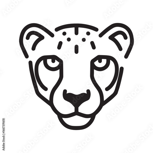 Canvas Print Cheetah face line art icon