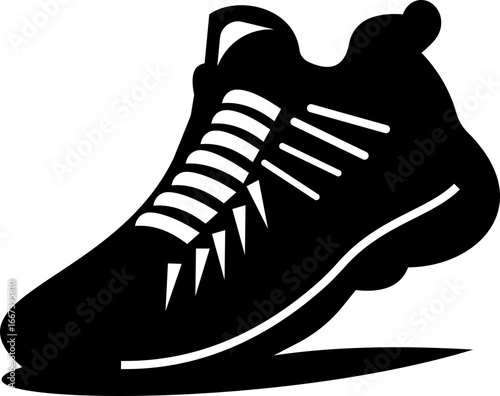 This distinctive running shoe icon blends simplicity with athletic symbolism "Dynamic Stride Silhouette of a High-Performance for Speed, fitness applications Endurance, and Modern Athletic Branding"