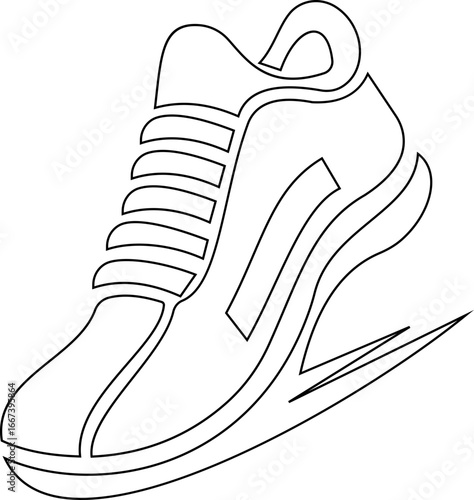 This distinctive running shoe icon blends simplicity with athletic symbolism "Dynamic Stride Silhouette of a High-Performance for Speed, fitness applications Endurance, and Modern Athletic Branding"