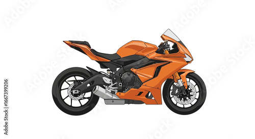 Dynamic Orange Sportbike Illustration on Clean White Background design