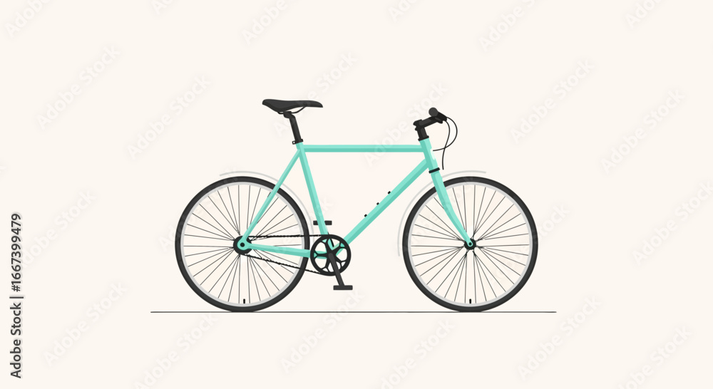 Fototapeta premium Mint vintage bicycle illustration perfect for active lifestyle promotions