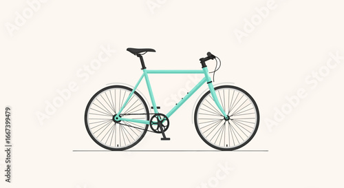 Mint vintage bicycle illustration perfect for active lifestyle promotions