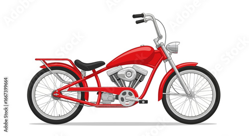 Stylish retro red motorcycle illustration with classic design elements