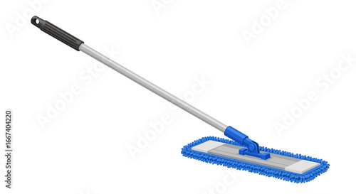Illustrative depiction of a blue microfiber dust mop for cleaning floors