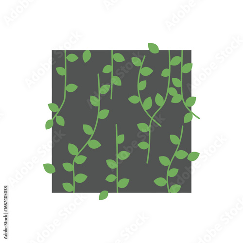 Simple green hanging vine plants with leaves vector illustration.