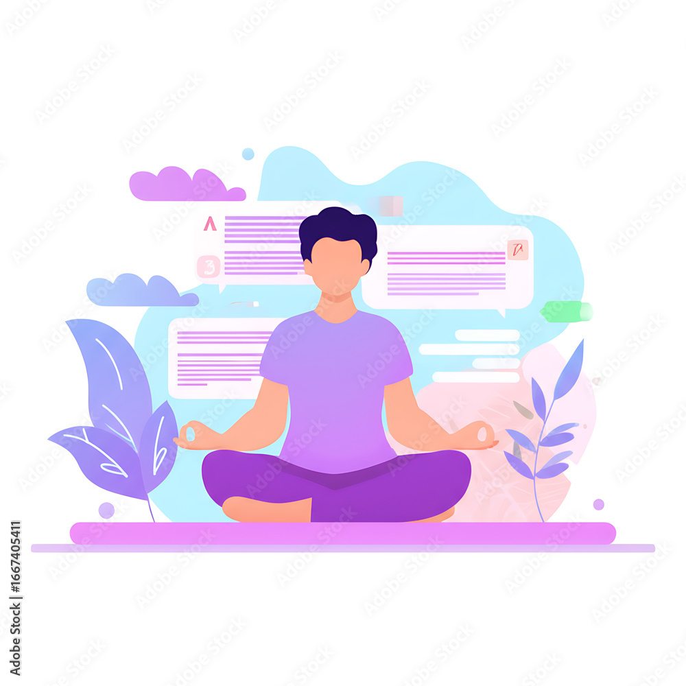 Obraz premium Meditative Person in Lotus Position Achieving Mindfulness and Serenity Through Yoga and Relaxation