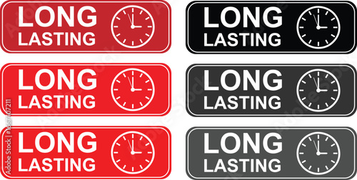 Long Lasting Warranty Labels with Clock Icon in Red and Black