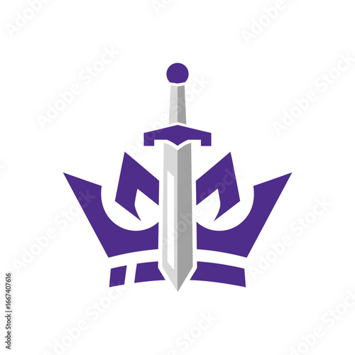 Royal Sword and Crown Emblem Design Representing Power and Authority.