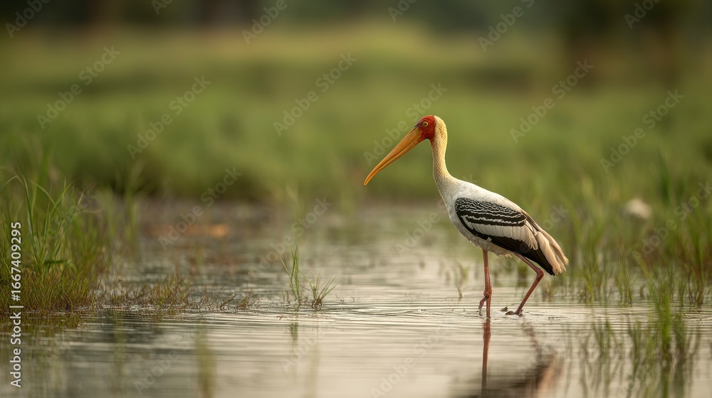 Fototapeta premium Wading bird in marsh
