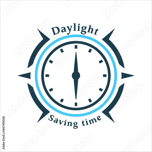 Daylight Saving Time Clock Forward Arrow Concept Daylight Saving Time Clock with one arrow pointing forward dynamic sharp lines