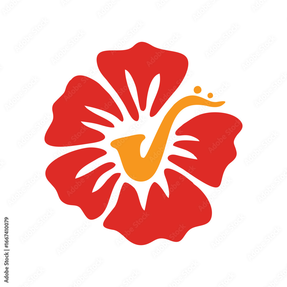Fototapeta premium Red Hibiscus Saxophone Music Logo Design