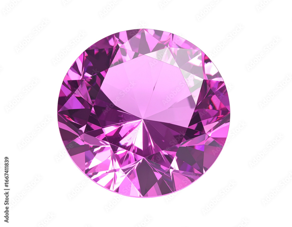 Fototapeta premium Pink Diamond PNG – Sparkling Gemstone Isolated on White Background (2)